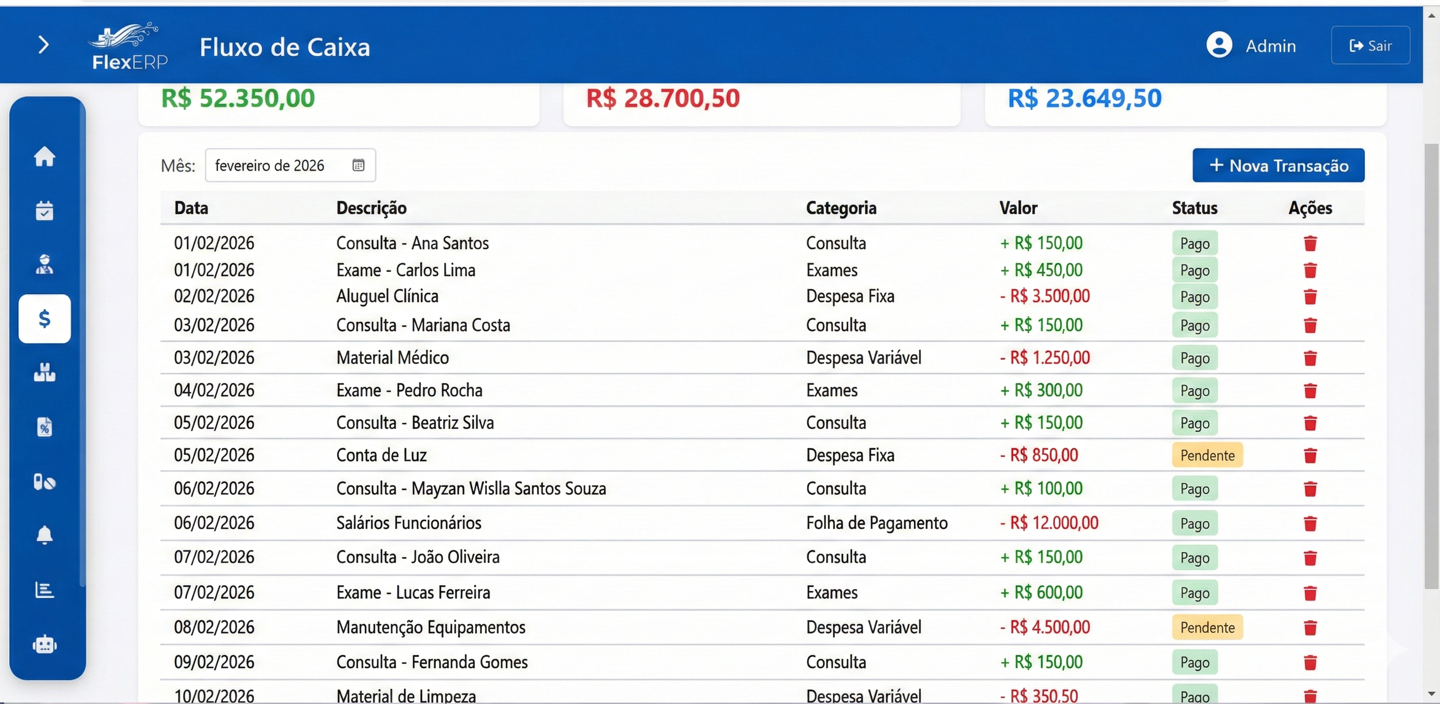 Gestão financeira FlexERP