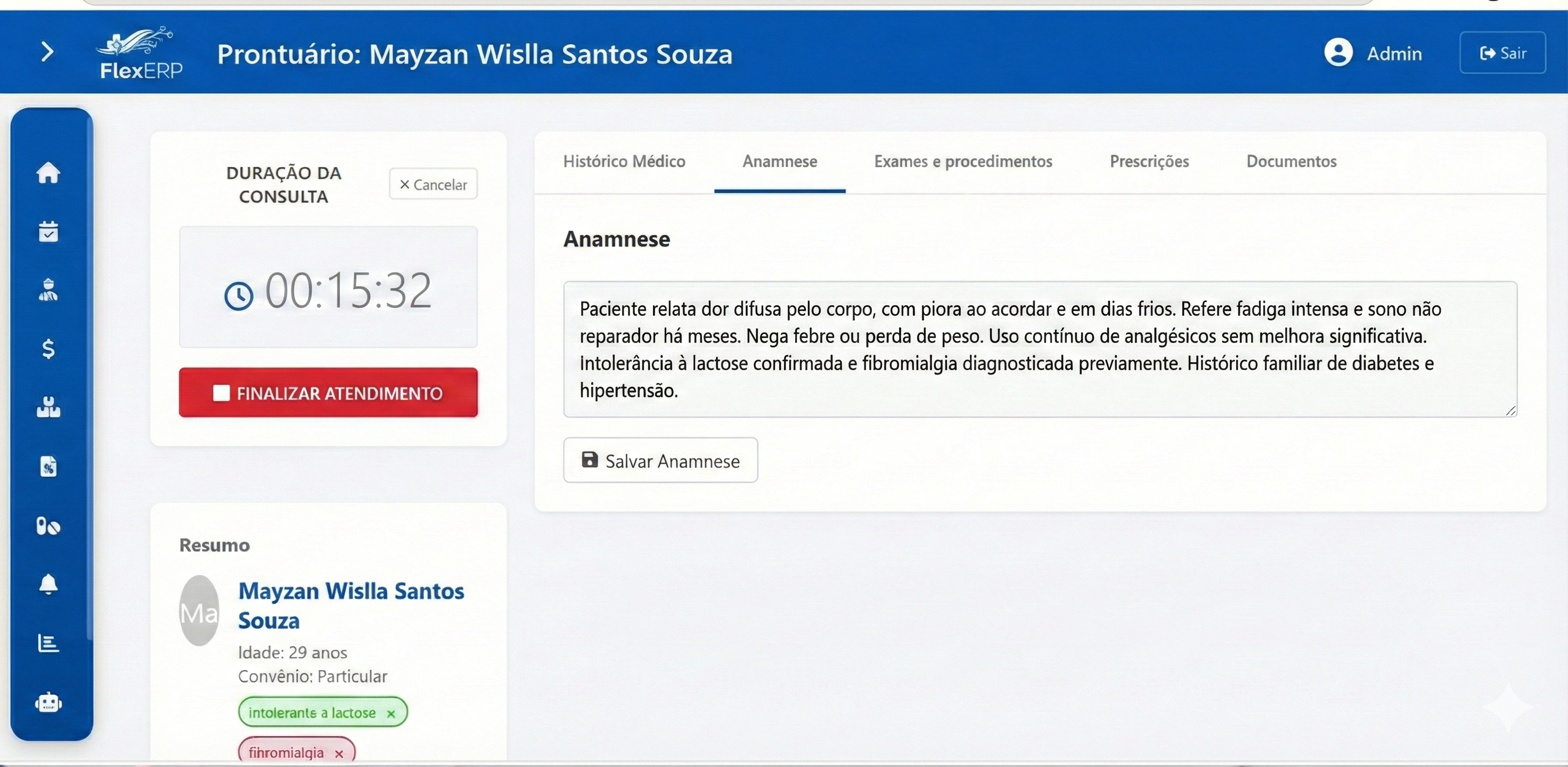 Prontuário eletrônico FlexERP - PEP em uso